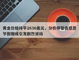 黄金价格持平2636美元，分析师警告感恩节假期或引发剧烈波动