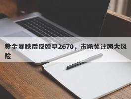 黄金暴跌后反弹至2670，市场关注两大风险