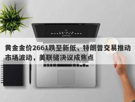 黄金金价2661跌至新低，特朗普交易推动市场波动，美联储决议成焦点