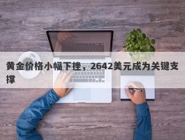 黄金价格小幅下挫，2642美元成为关键支撑