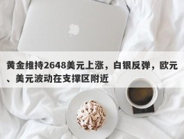 黄金维持2648美元上涨，白银反弹，欧元、美元波动在支撑区附近