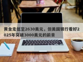 黄金走低至2630美元，但美国银行看好2025年突破3000美元的前景