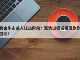 黄金牛市进入狂热阶段？涨势过猛或引发剧烈回调！