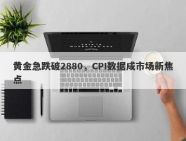 黄金急跌破2880，CPI数据成市场新焦点