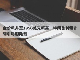 金价飙升至2956美元新高！特朗普关税计划引爆避险潮