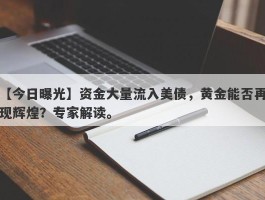 资金大量流入美债，黄金能否再现辉煌？专家解读。