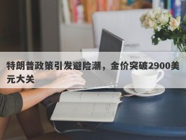 特朗普政策引发避险潮，金价突破2900美元大关