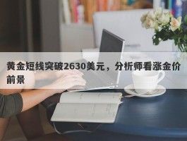 黄金短线突破2630美元，分析师看涨金价前景