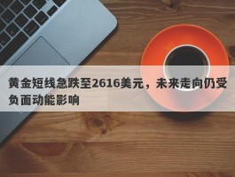 黄金短线急跌至2616美元，未来走向仍受负面动能影响