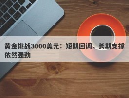 黄金挑战3000美元：短期回调，长期支撑依然强劲