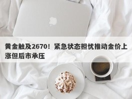 黄金触及2670！紧急状态担忧推动金价上涨但后市承压