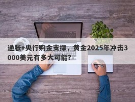 通胀+央行购金支撑，黄金2025年冲击3000美元有多大可能？