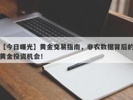 黄金交易指南，非农数据背后的黄金投资机会！