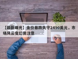 金价暴跌失守2490美元，市场风云变幻需注意