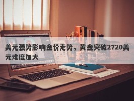 美元强势影响金价走势，黄金突破2720美元难度加大