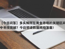 多头如何在黄金市场的关键区间中寻找突破？今日初请数据揭晓答案！