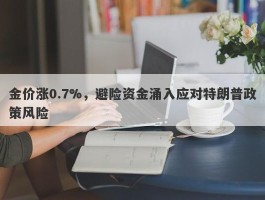 金价涨0.7%，避险资金涌入应对特朗普政策风险