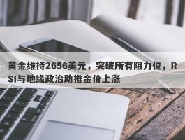 黄金维持2656美元，突破所有阻力位，RSI与地缘政治助推金价上涨