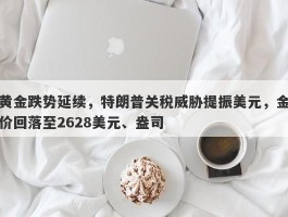 黄金跌势延续，特朗普关税威胁提振美元，金价回落至2628美元、盎司