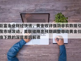 巨富金业财经快讯，黄金收评强劲非农数据引发市场波动，美联储降息预期调整带动黄金价格下跌的深层原因解读