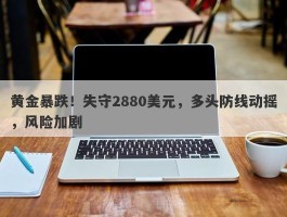 黄金暴跌！失守2880美元，多头防线动摇，风险加剧