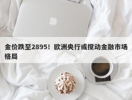 金价跌至2895！欧洲央行或搅动金融市场格局