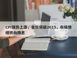 CPI强势上涨，金价突破2615，市场情绪转向降息