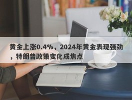 黄金上涨0.4%，2024年黄金表现强劲，特朗普政策变化成焦点