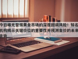 今日曝光警惕黄金市场的深度回调风险！知名机构揭示关键价位的重要性并预测金价的未来走势