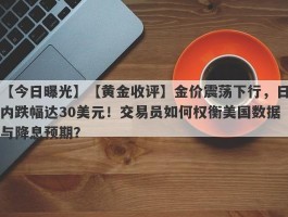 【黄金收评】金价震荡下行，日内跌幅达30美元！交易员如何权衡美国数据与降息预期？