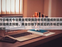 今日曝光今日黄金观察强劲非农数据或削弱美联储降息预期，黄金价格下跌背后的市场逻辑解析