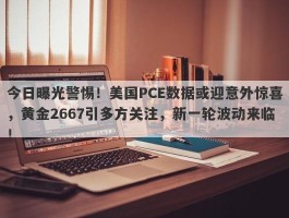 今日曝光警惕！美国PCE数据或迎意外惊喜，黄金2667引多方关注，新一轮波动来临！