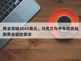 黄金突破2645美元，乌克兰与中东局势加剧黄金避险需求