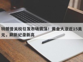 特朗普关税引发市场震荡！黄金大涨近15美元，刷新纪录新高