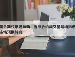 黄金期权市场异动：看涨合约成交量暴增揭示市场预期转向