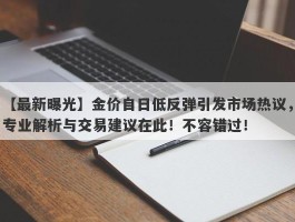 金价自日低反弹引发市场热议，专业解析与交易建议在此！不容错过！