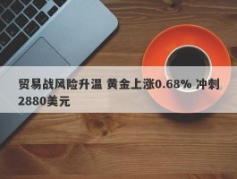 贸易战风险升温 黄金上涨0.68% 冲刺2880美元