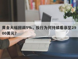 黄金大幅回调5%，投行为何持续看涨至2900美元？