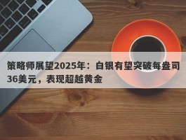 策略师展望2025年：白银有望突破每盎司36美元，表现超越黄金