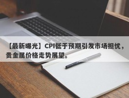 CPI低于预期引发市场担忧，贵金属价格走势展望。