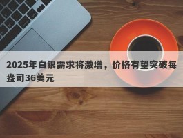 2025年白银需求将激增，价格有望突破每盎司36美元