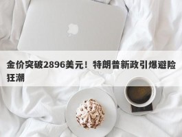 金价突破2896美元！特朗普新政引爆避险狂潮