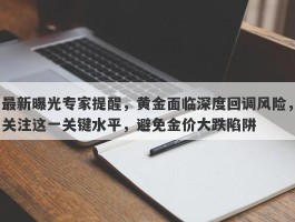 最新曝光专家提醒，黄金面临深度回调风险，关注这一关键水平，避免金价大跌陷阱