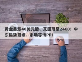 黄金暴涨40美元后、又回落至2460！中东局势紧绷，市场等待PPI