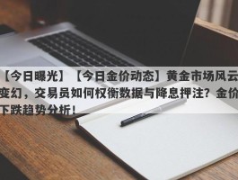 【今日金价动态】黄金市场风云变幻，交易员如何权衡数据与降息押注？金价下跌趋势分析！