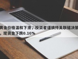 黄金价格温和下滑，投资者谨慎待美联储决策，现货金下跌0.16%