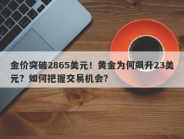 金价突破2865美元！黄金为何飙升23美元？如何把握交易机会？