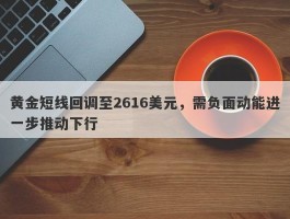 黄金短线回调至2616美元，需负面动能进一步推动下行