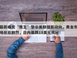 最新曝光“鹰王”警示美联储新动向，黄金市场反应剧烈，日内暴跌18美元揭秘！