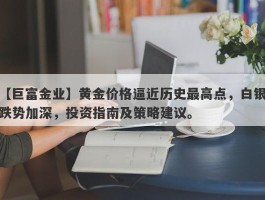 黄金价格逼近历史最高点，白银跌势加深，投资指南及策略建议。